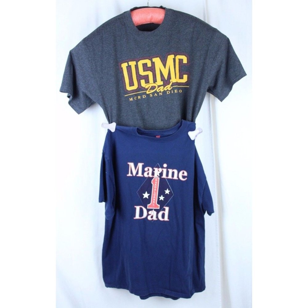 USMC Marine Dad TShirt Lot of 2 Size XL USMC San Diego 1st Marines Guadalcanal